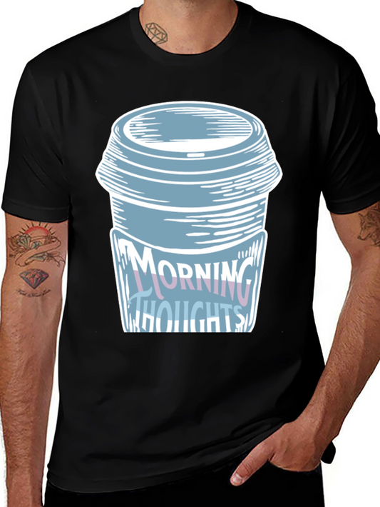 Camiseta Negra con Diseño de Taza de Café