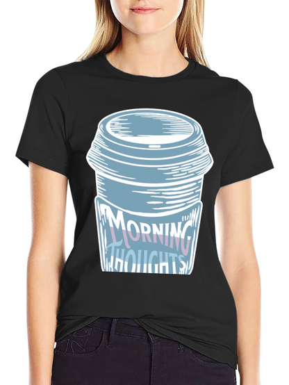 Camiseta Negra con Diseño de Taza de Café