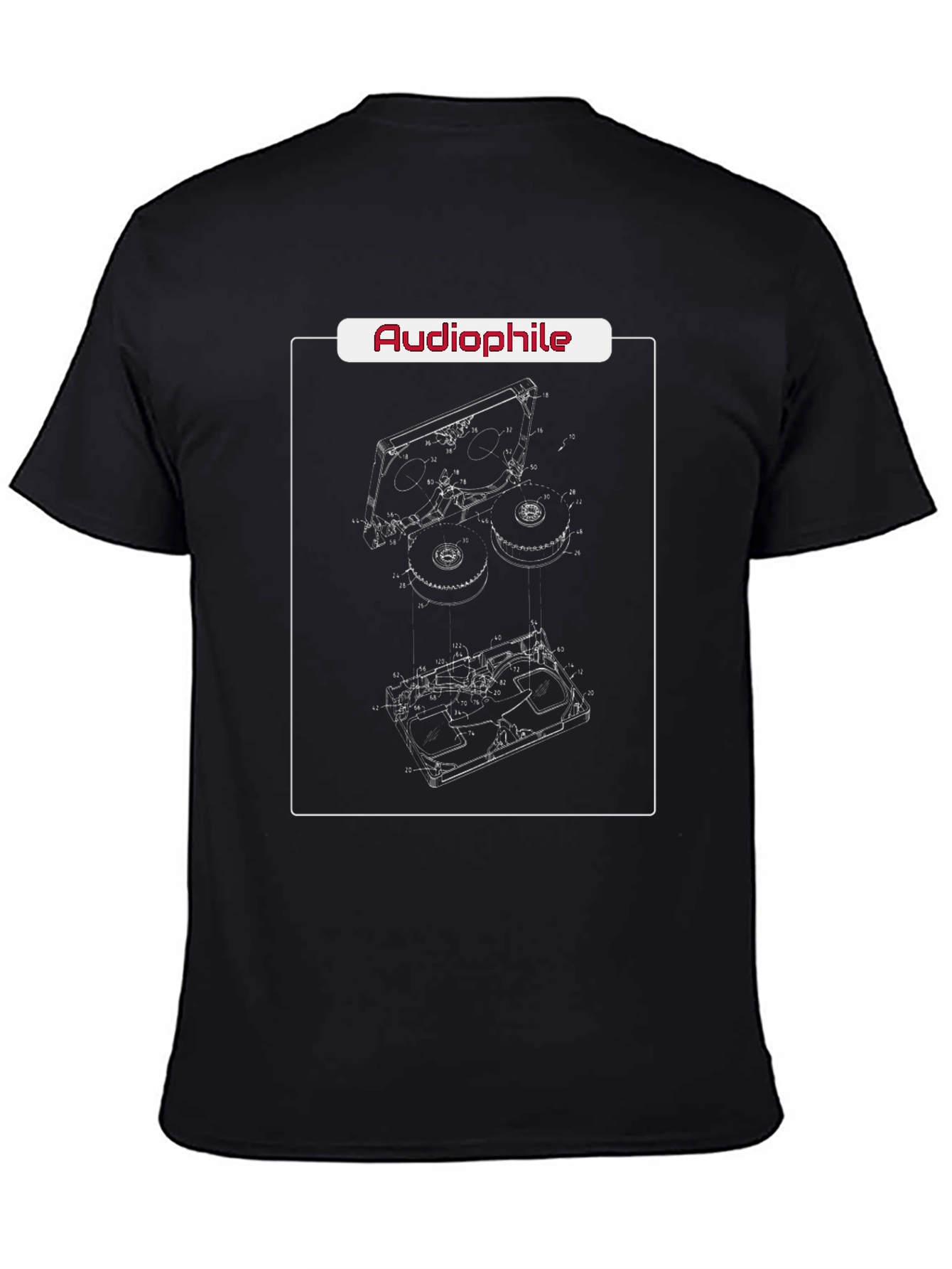 Camiseta Negra Audiophile Diseño Reel-to-Reel
