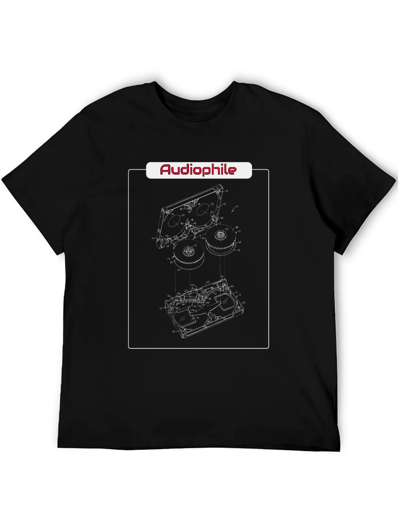 Camiseta Negra Audiophile Diseño Reel-to-Reel