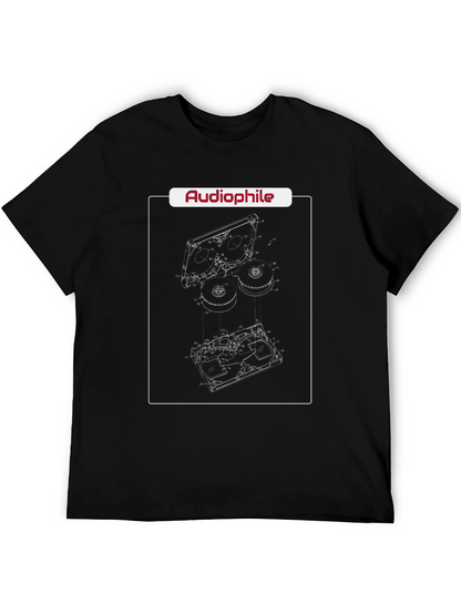 Camiseta Negra Audiophile Diseño Reel-to-Reel