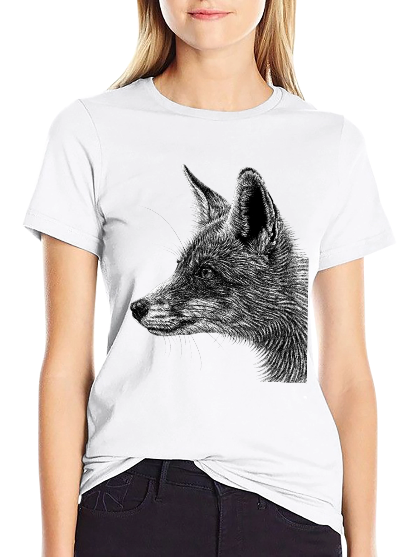 Camiseta Negra con Diseño de Zorro