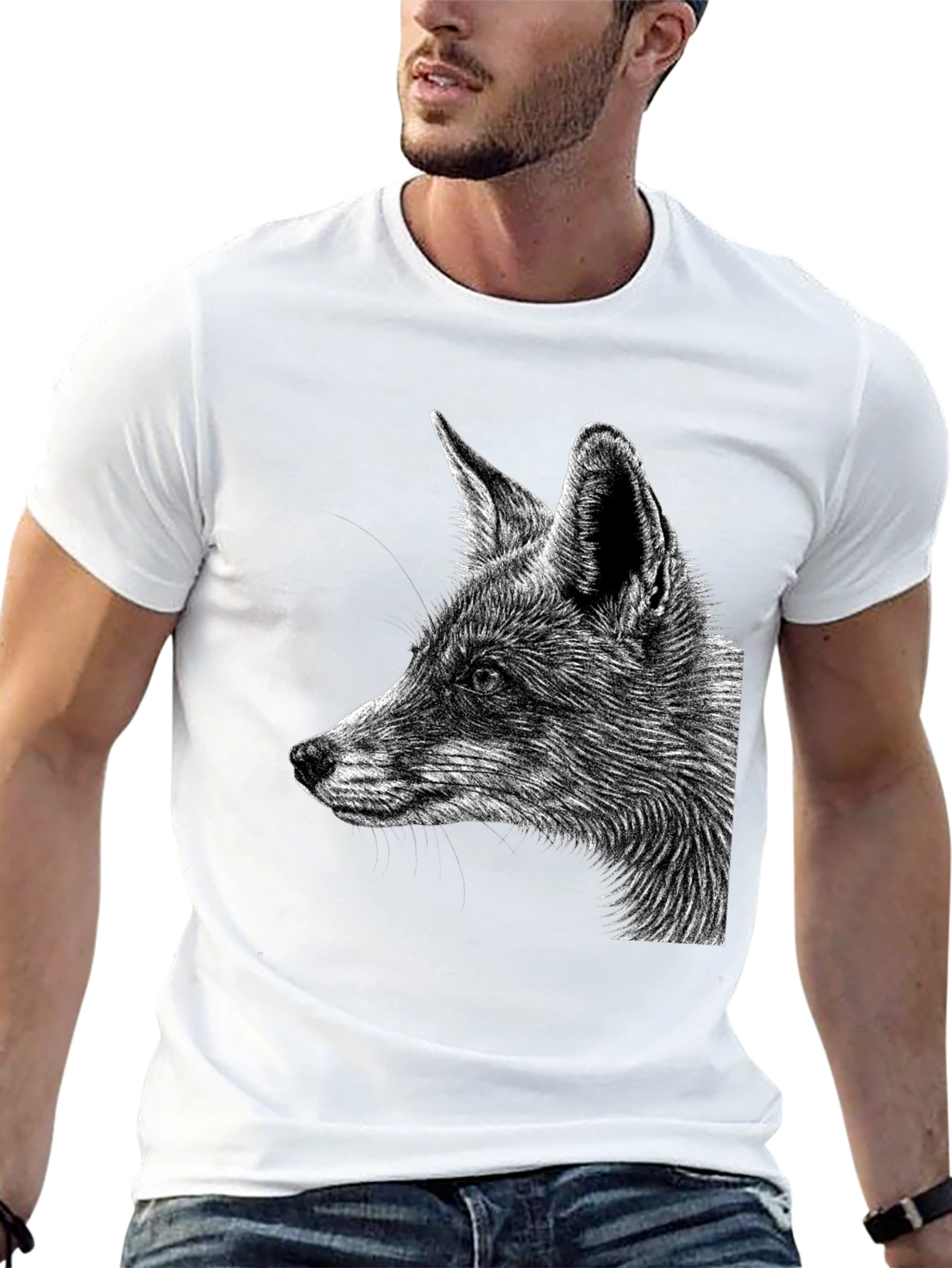 Camiseta Negra con Diseño de Zorro