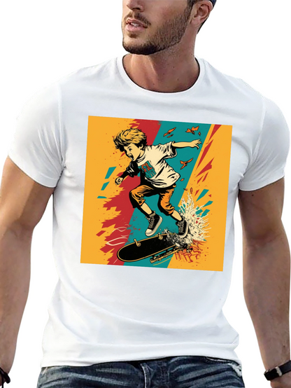 Camiseta Negra con Diseño de Skateboard