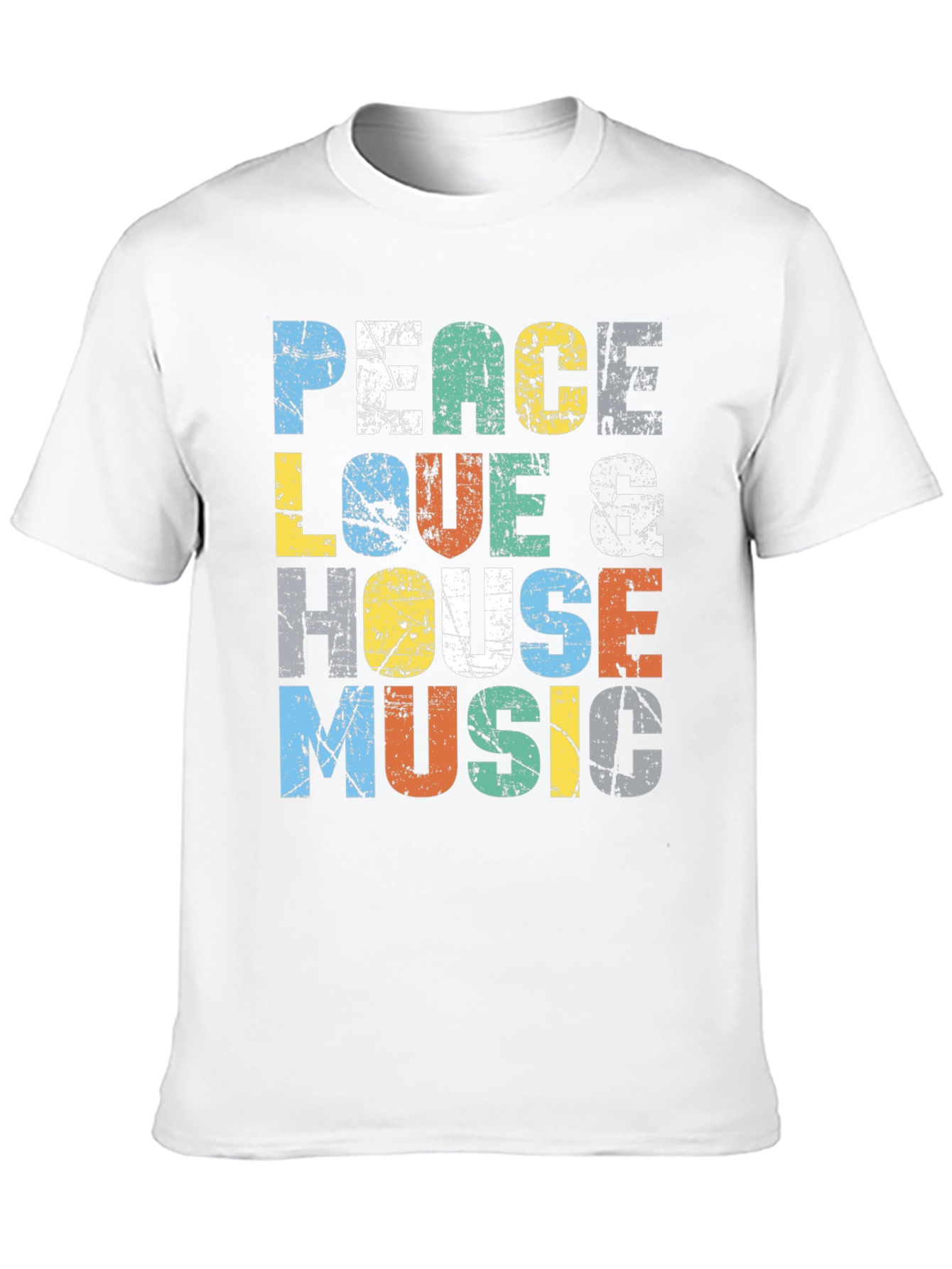 Camiseta Peace Love & House Music Estampada