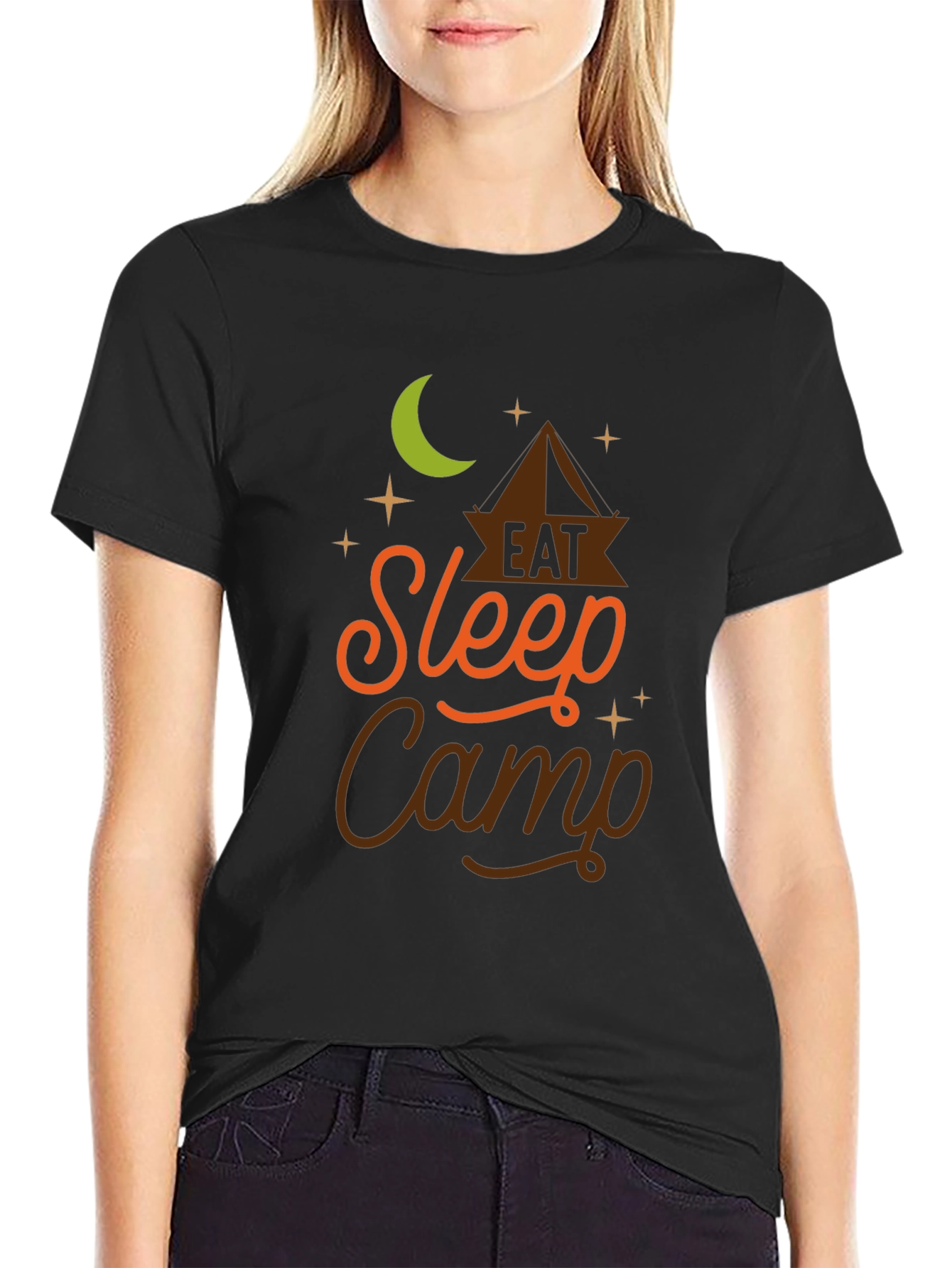 Camiseta Negra Eat Sleep Camp