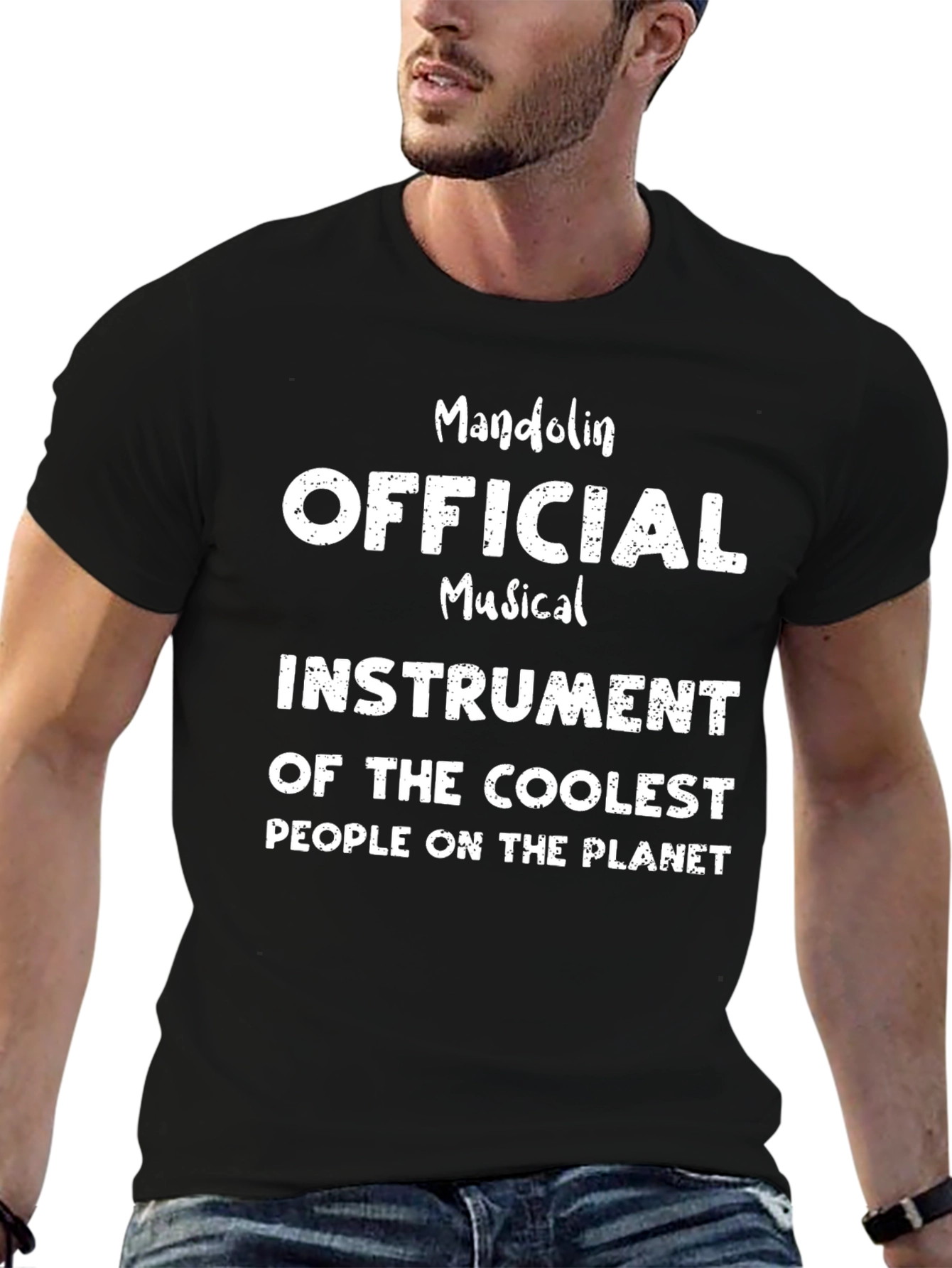 Camiseta Negra Mandolina Instrumento Musical Cool