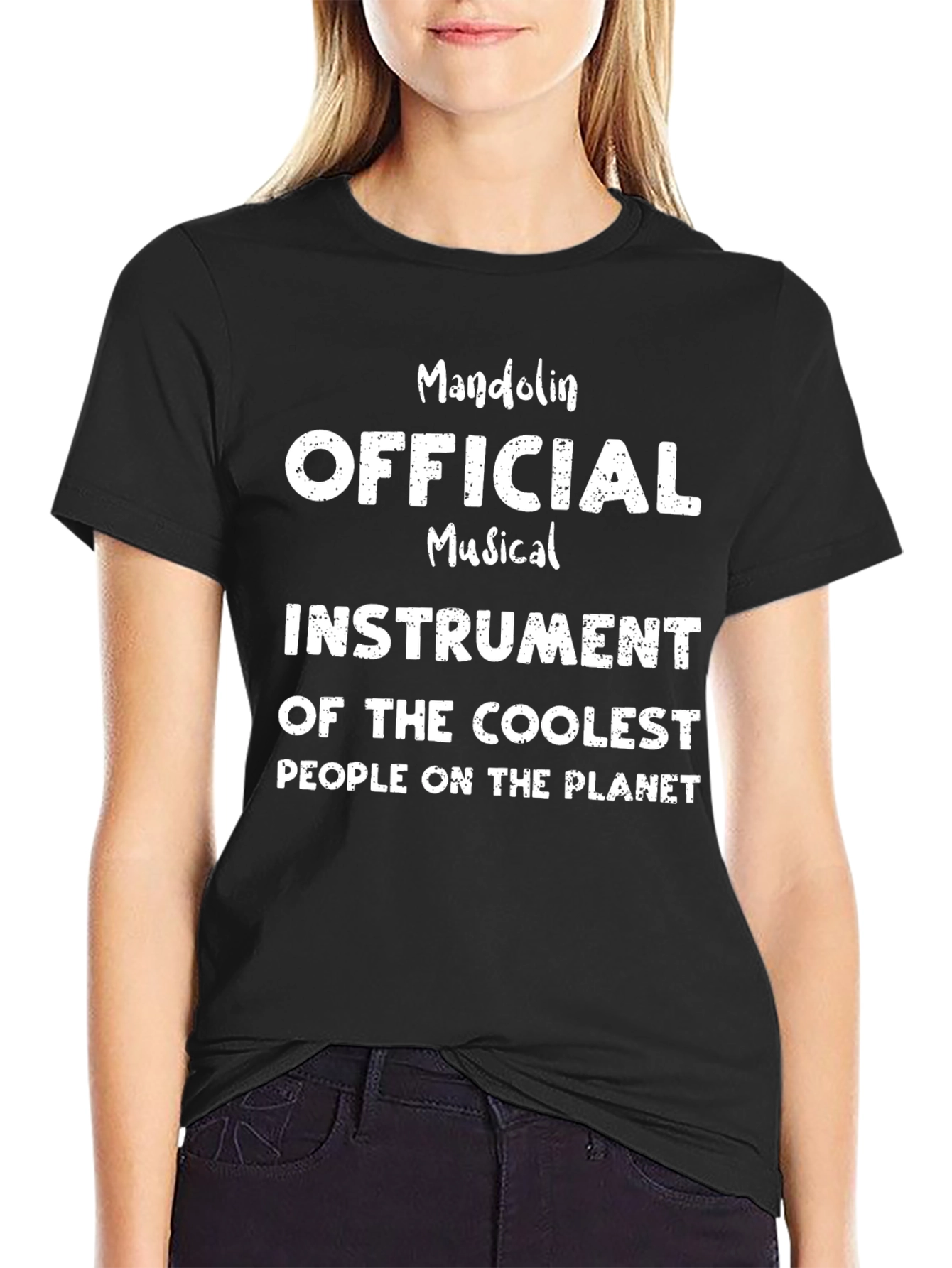 Camiseta Negra Mandolina Instrumento Musical Cool