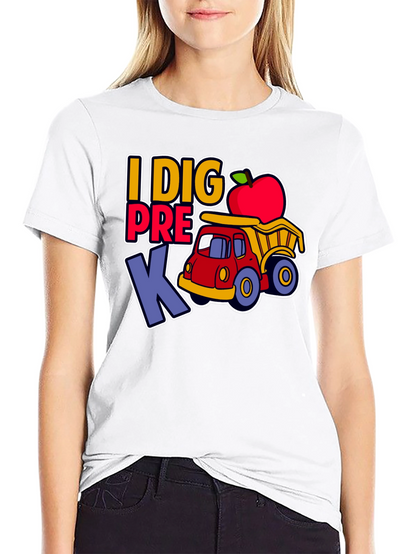 Camiseta I DIG PRE K con camión y manzana