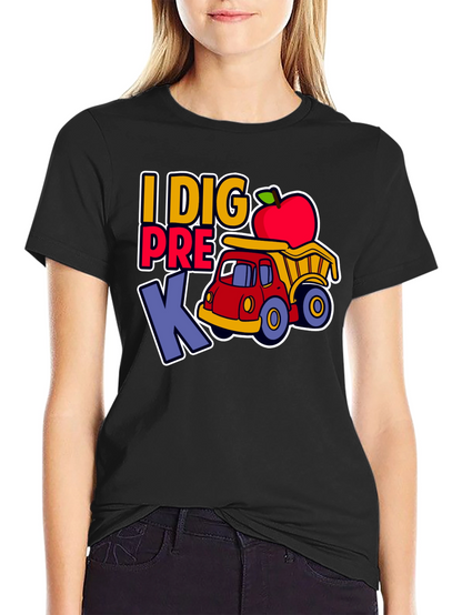 Camiseta I DIG PRE K con camión y manzana