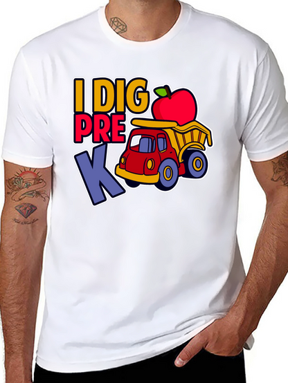Camiseta I DIG PRE K con camión y manzana