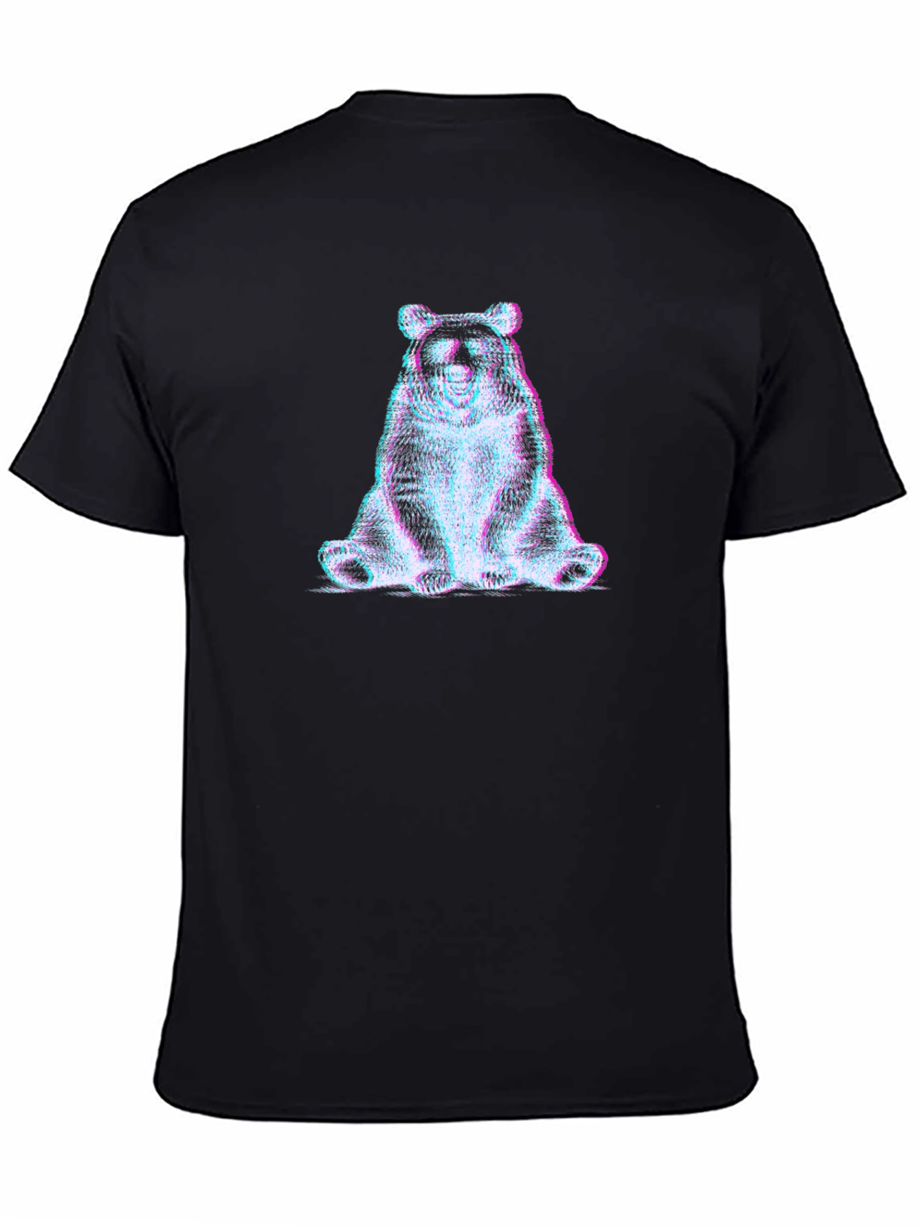 Camiseta Negra con Diseño de Oso Abstracto