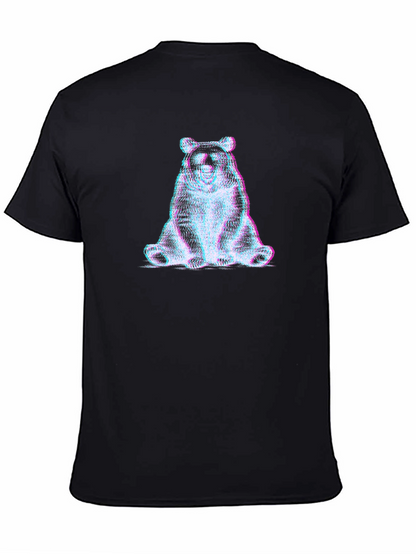 Camiseta Negra con Diseño de Oso Abstracto