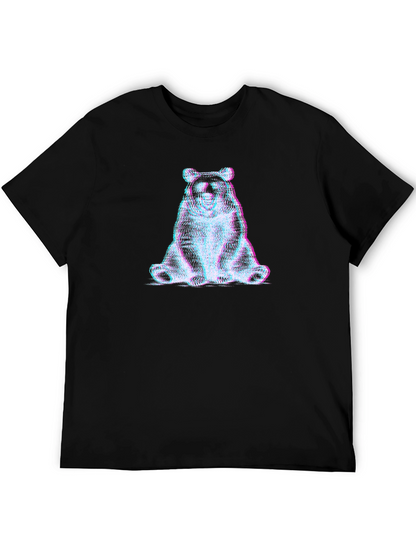 Camiseta Negra con Diseño de Oso Abstracto