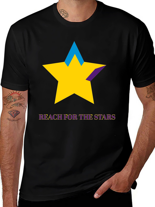 Camiseta Negra Estampado Estrella Multicolor