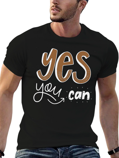 Camiseta Negra Motivacional Yes You Can