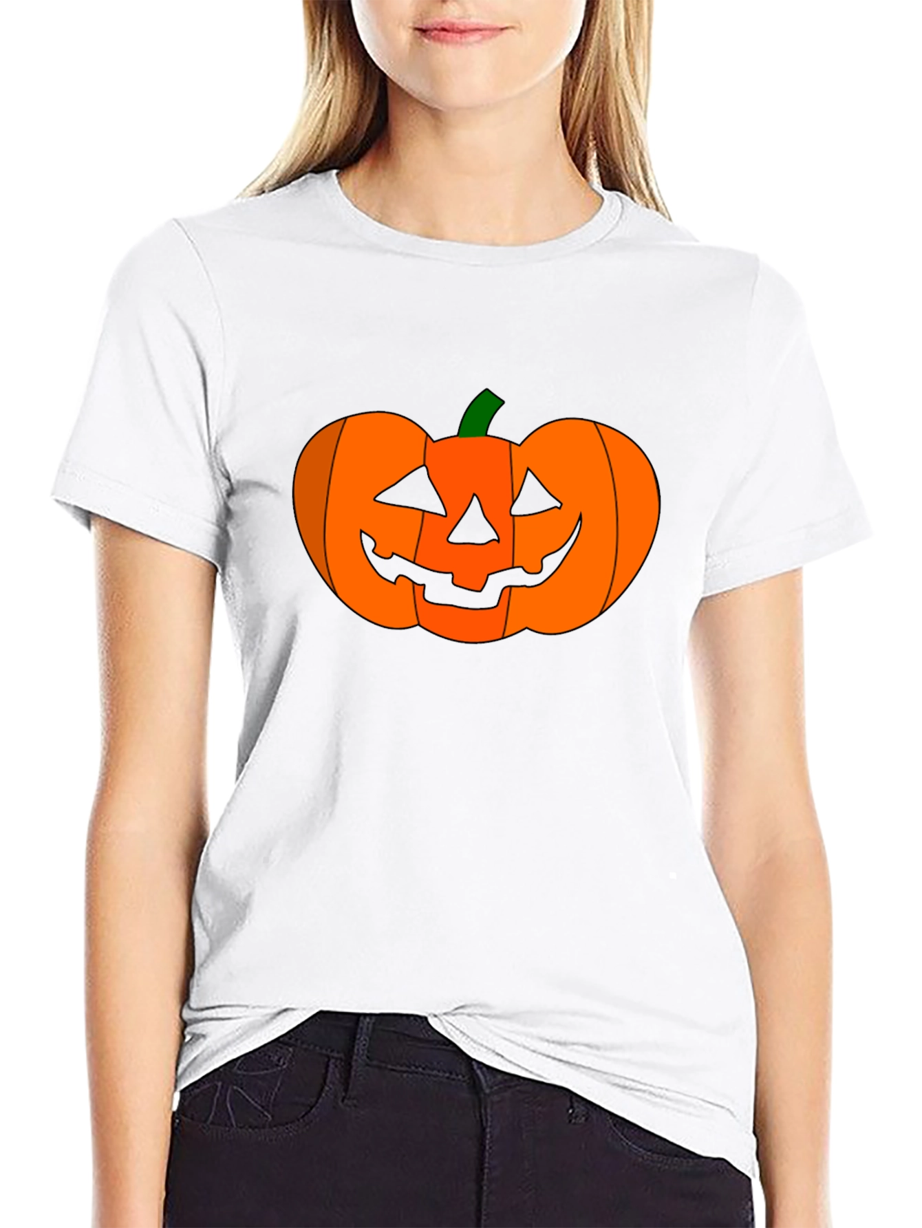 Camiseta Negra con Diseño de Calabaza Halloween