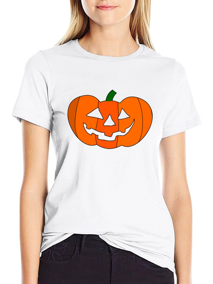 Camiseta Negra con Diseño de Calabaza Halloween