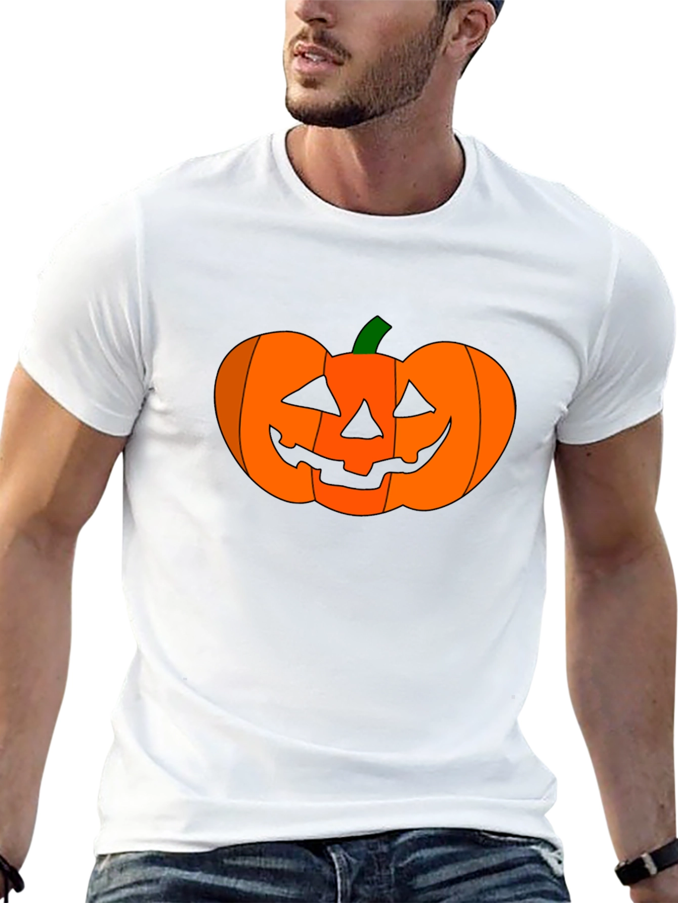 Camiseta Negra con Diseño de Calabaza Halloween