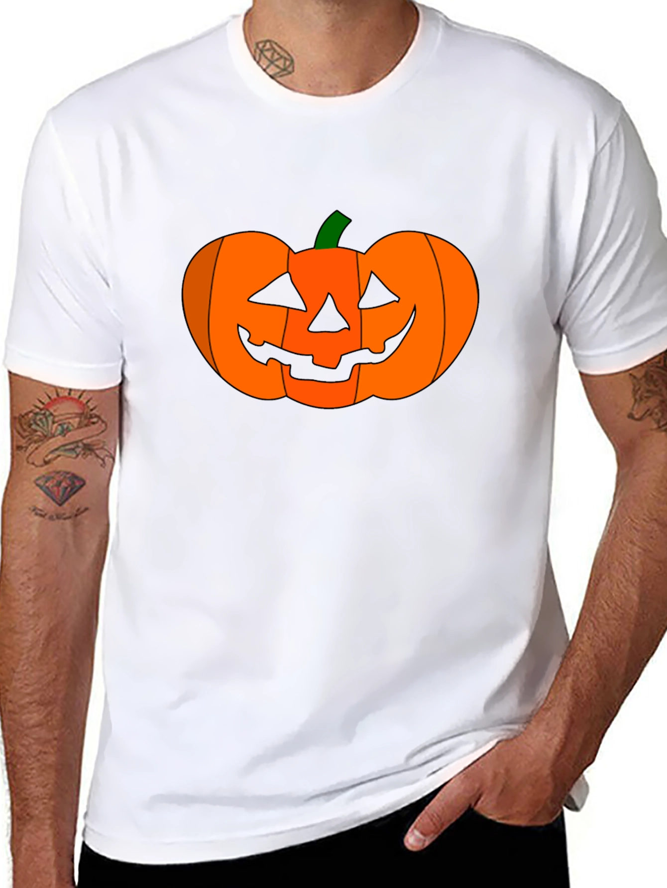Camiseta Negra con Diseño de Calabaza Halloween