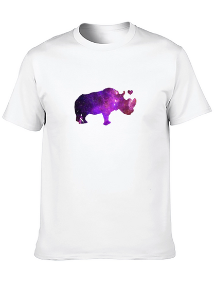 Camiseta Negra con Diseño de Rinoceronte Galáctico