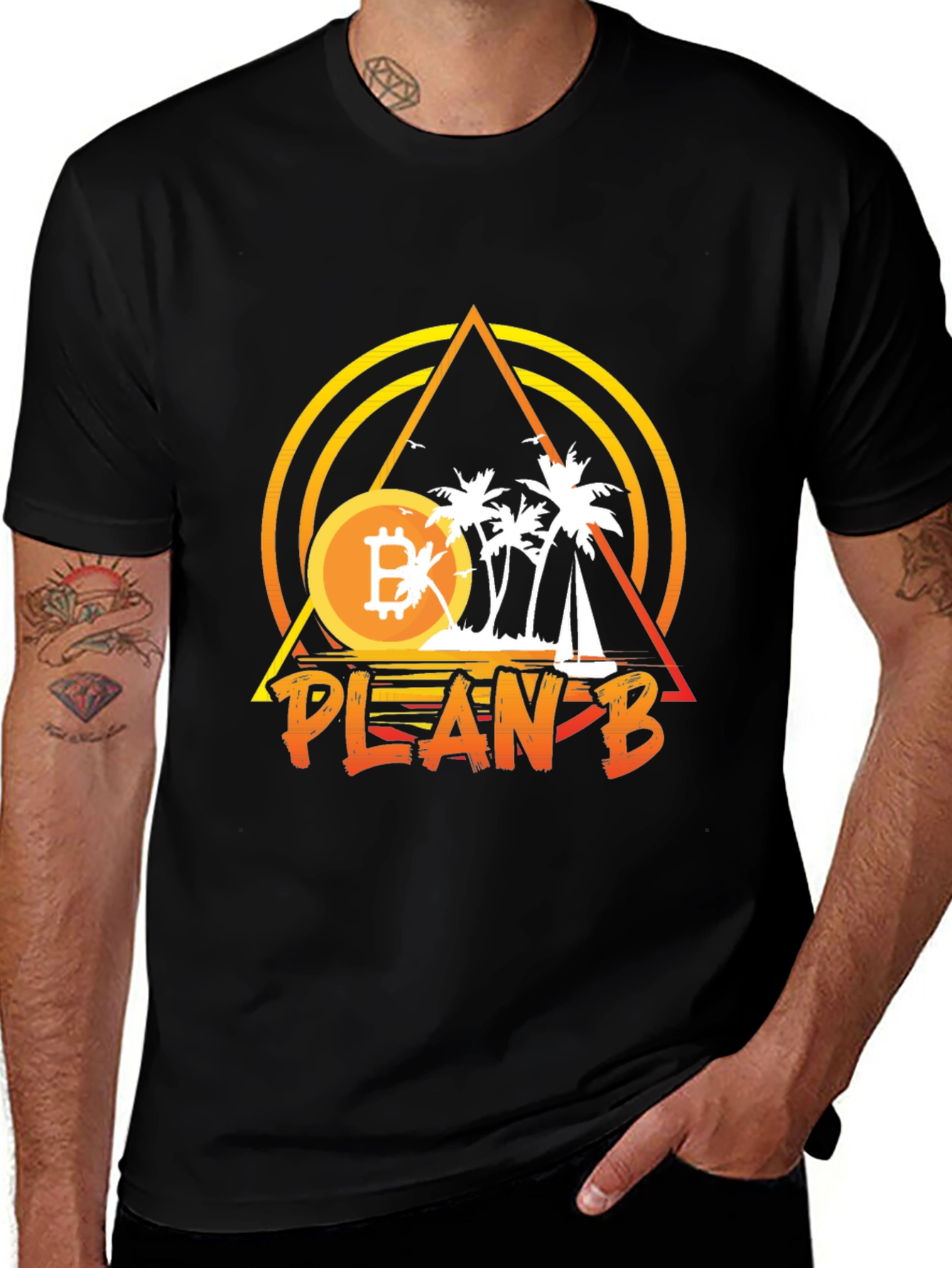 Camiseta Negra Plan B Bitcoin Playa para Hombre