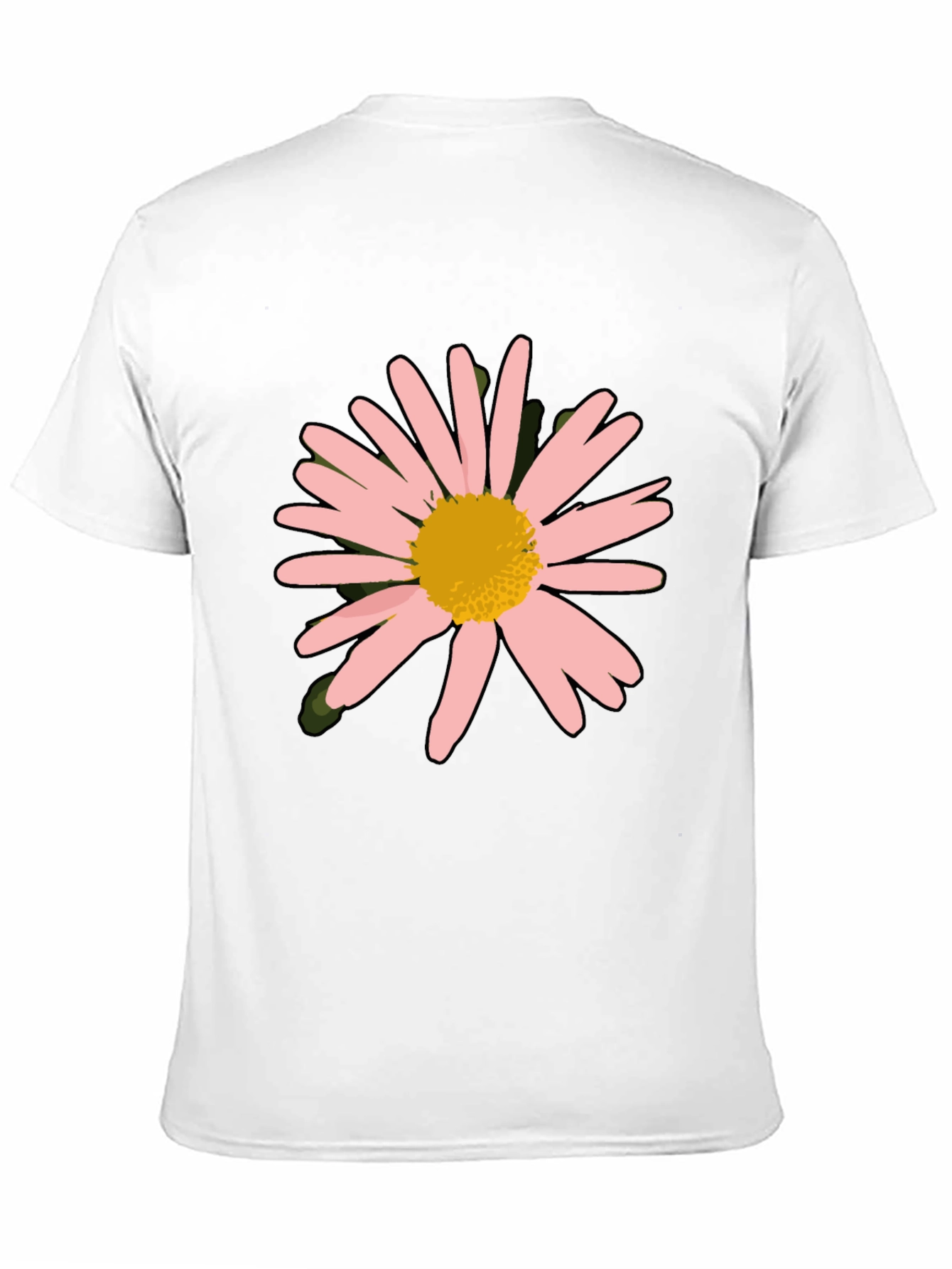 Camiseta Negra con Diseño Floral Rosa y Amarillo
