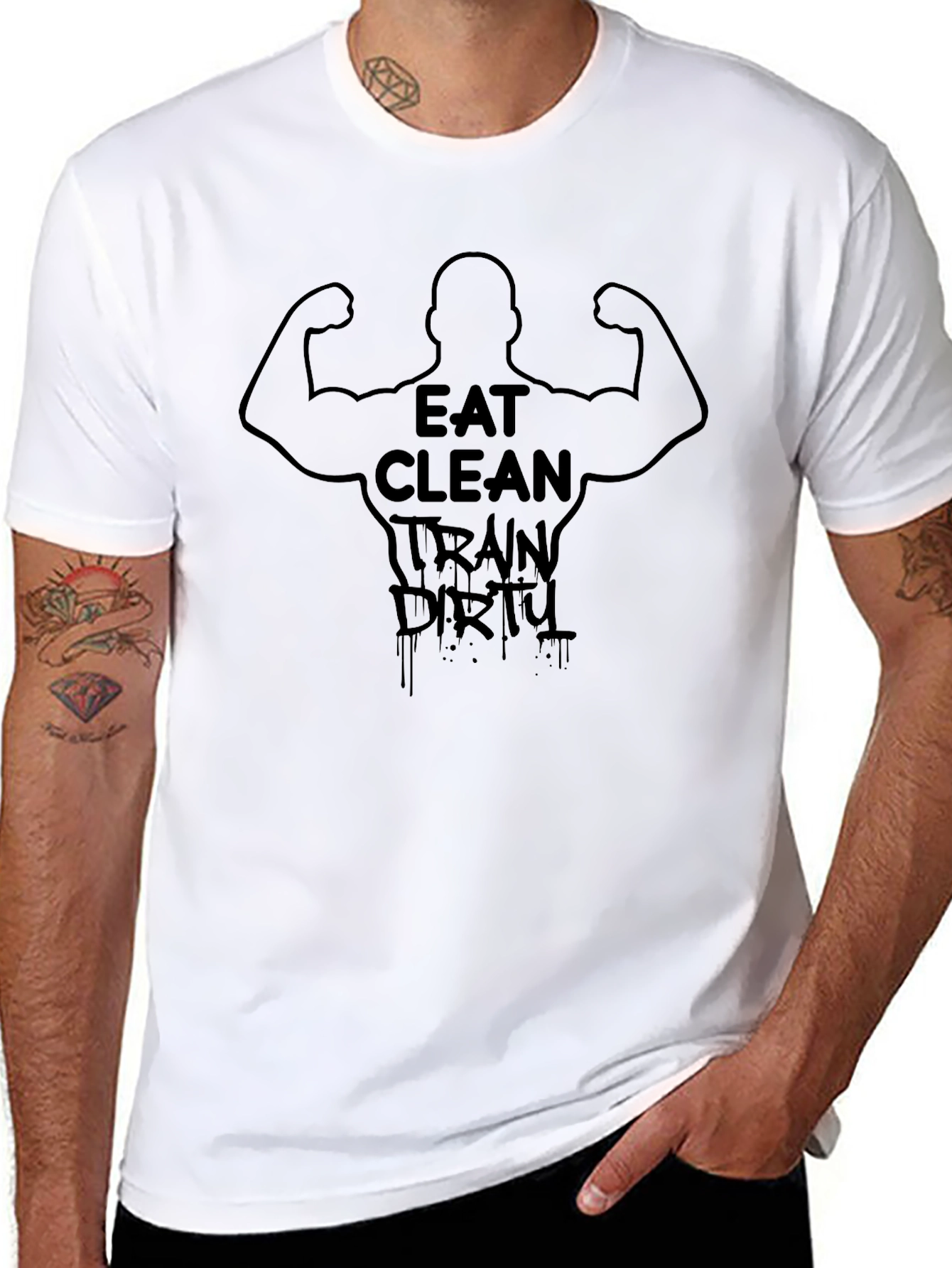 Camiseta Negra Eat Clean Train Dirty Fitness