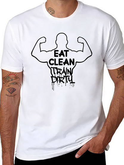 Camiseta Negra Eat Clean Train Dirty Fitness