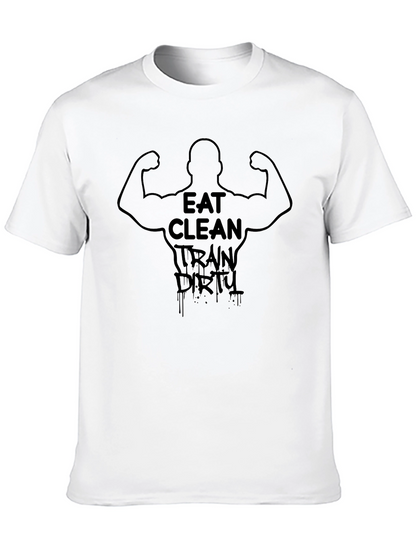 Camiseta Negra Eat Clean Train Dirty Fitness