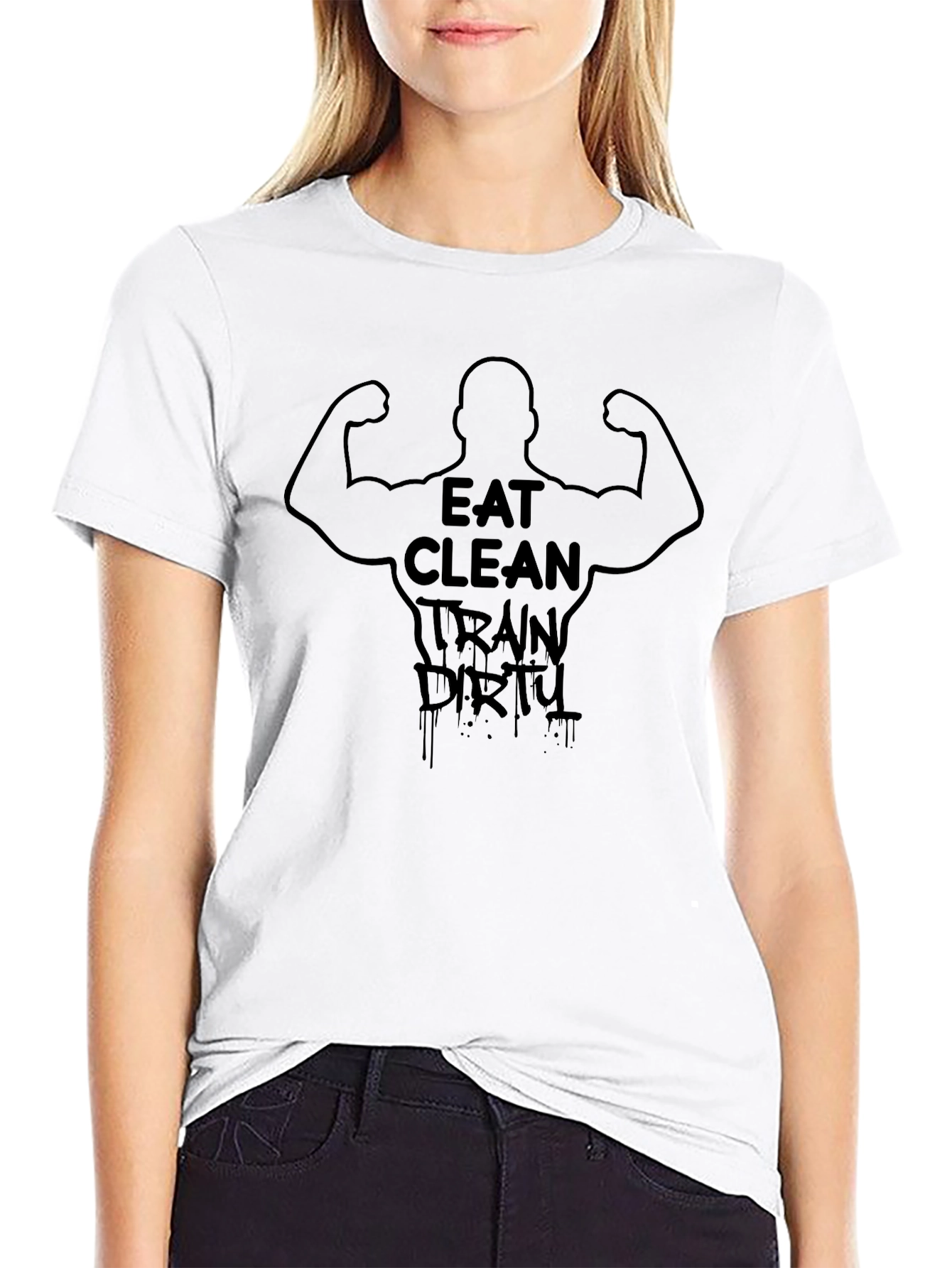 Camiseta Negra Eat Clean Train Dirty Fitness
