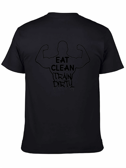 Camiseta Negra Eat Clean Train Dirty Fitness