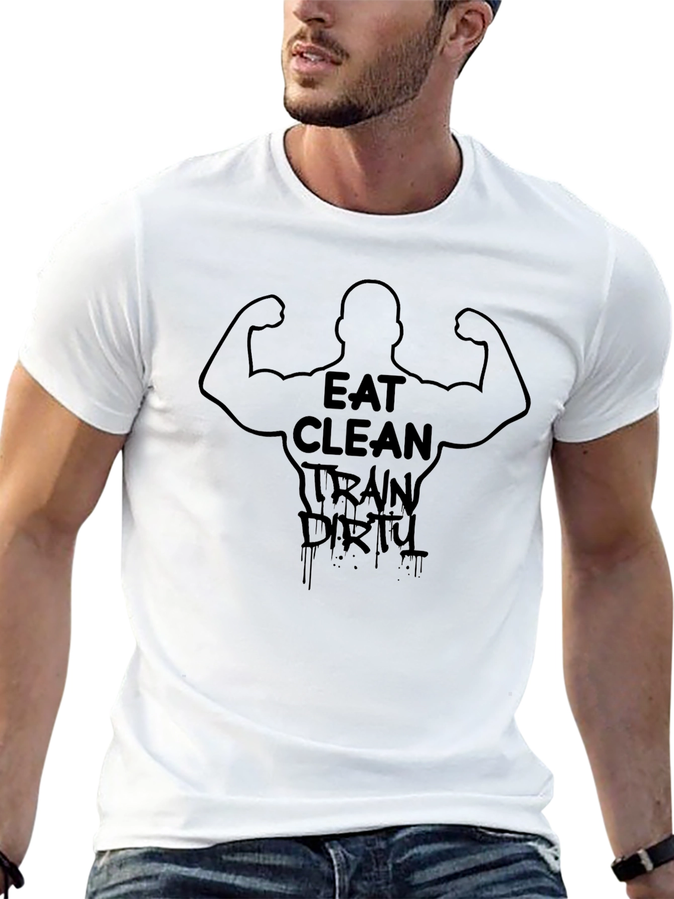 Camiseta Negra Eat Clean Train Dirty Fitness