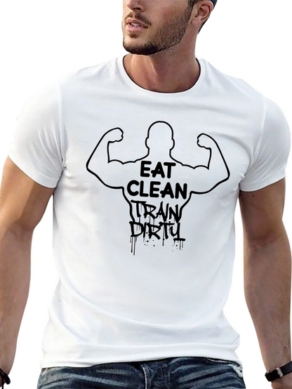 Camiseta Negra Eat Clean Train Dirty Fitness