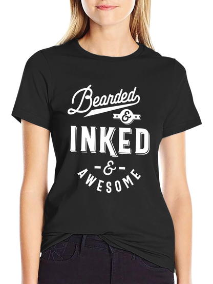 Camiseta Negra Hombre Bearded & Inked & Awesome
