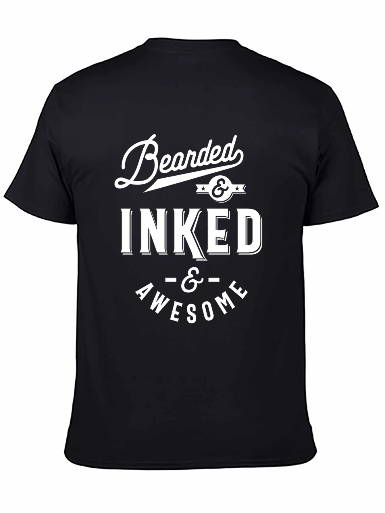 Camiseta Negra Hombre Bearded & Inked & Awesome