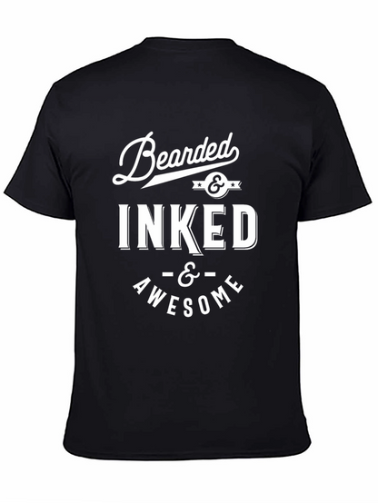 Camiseta Negra Hombre Bearded & Inked & Awesome