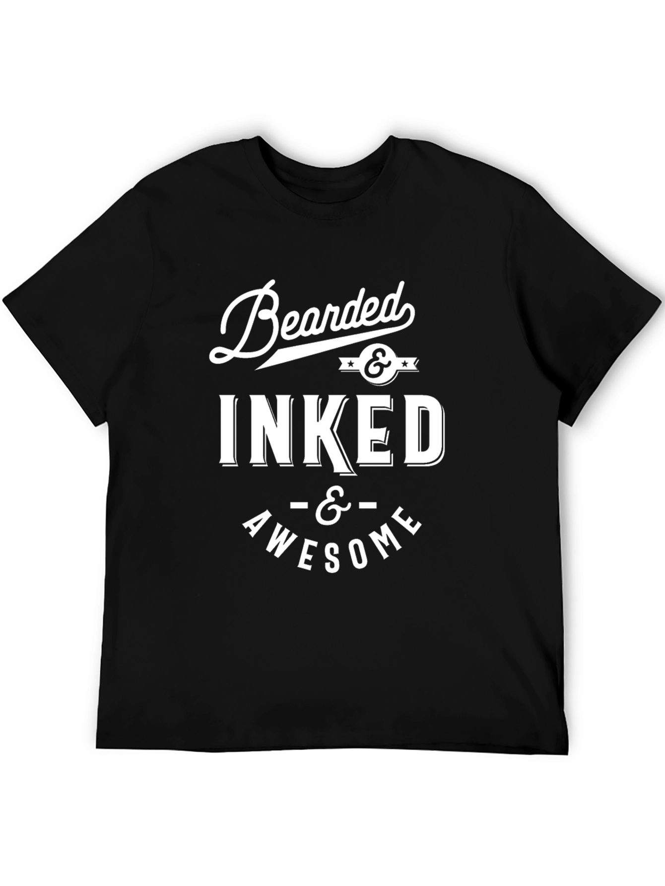 Camiseta Negra Hombre Bearded & Inked & Awesome