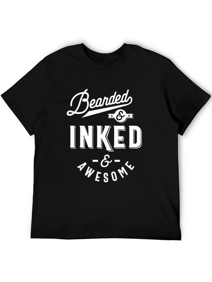 Camiseta Negra Hombre Bearded & Inked & Awesome