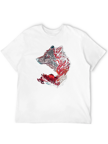 Camiseta Negra con Diseño de Lobo Tribal