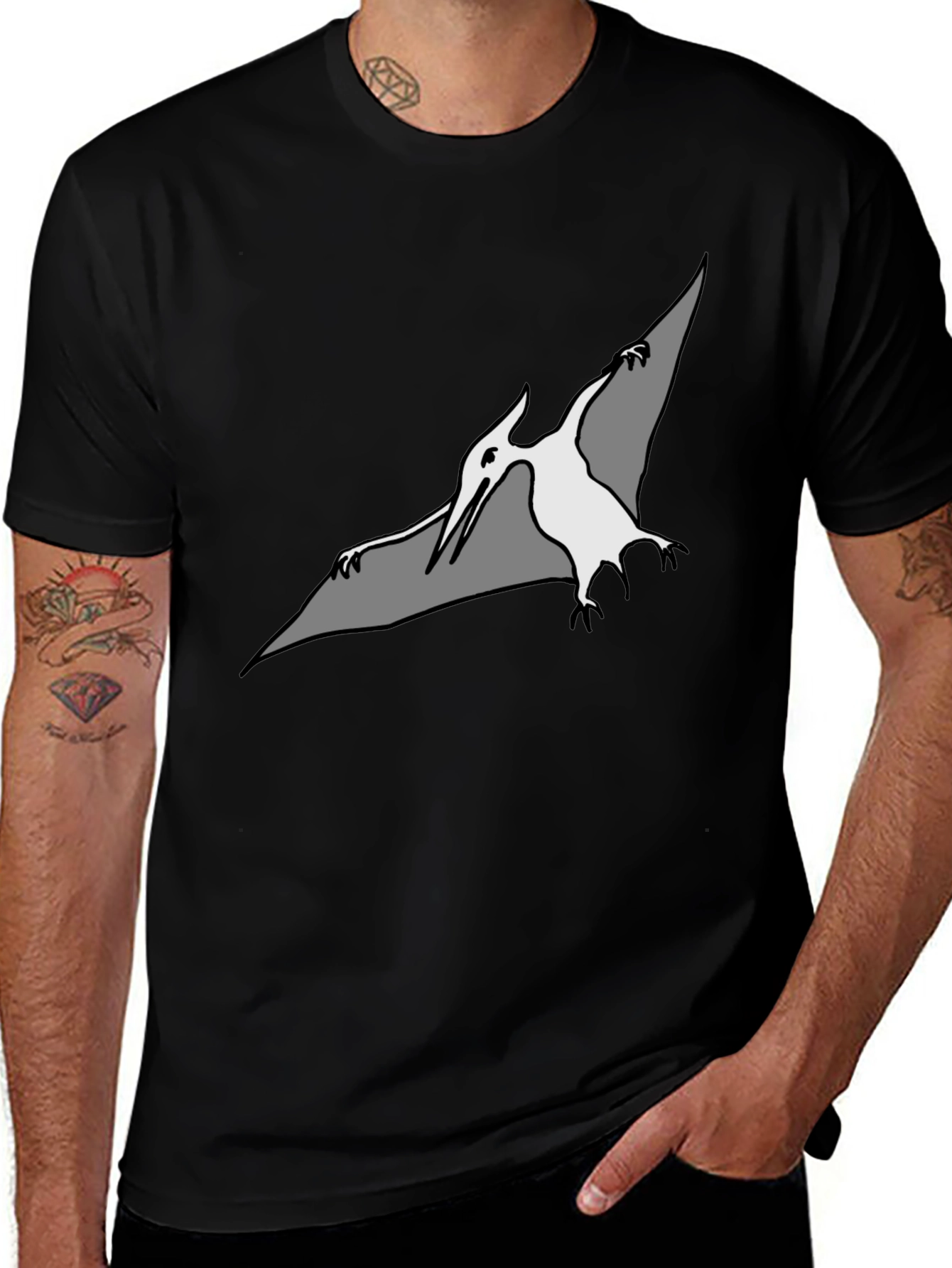 Camiseta Negra con Diseño de Pterodáctilo