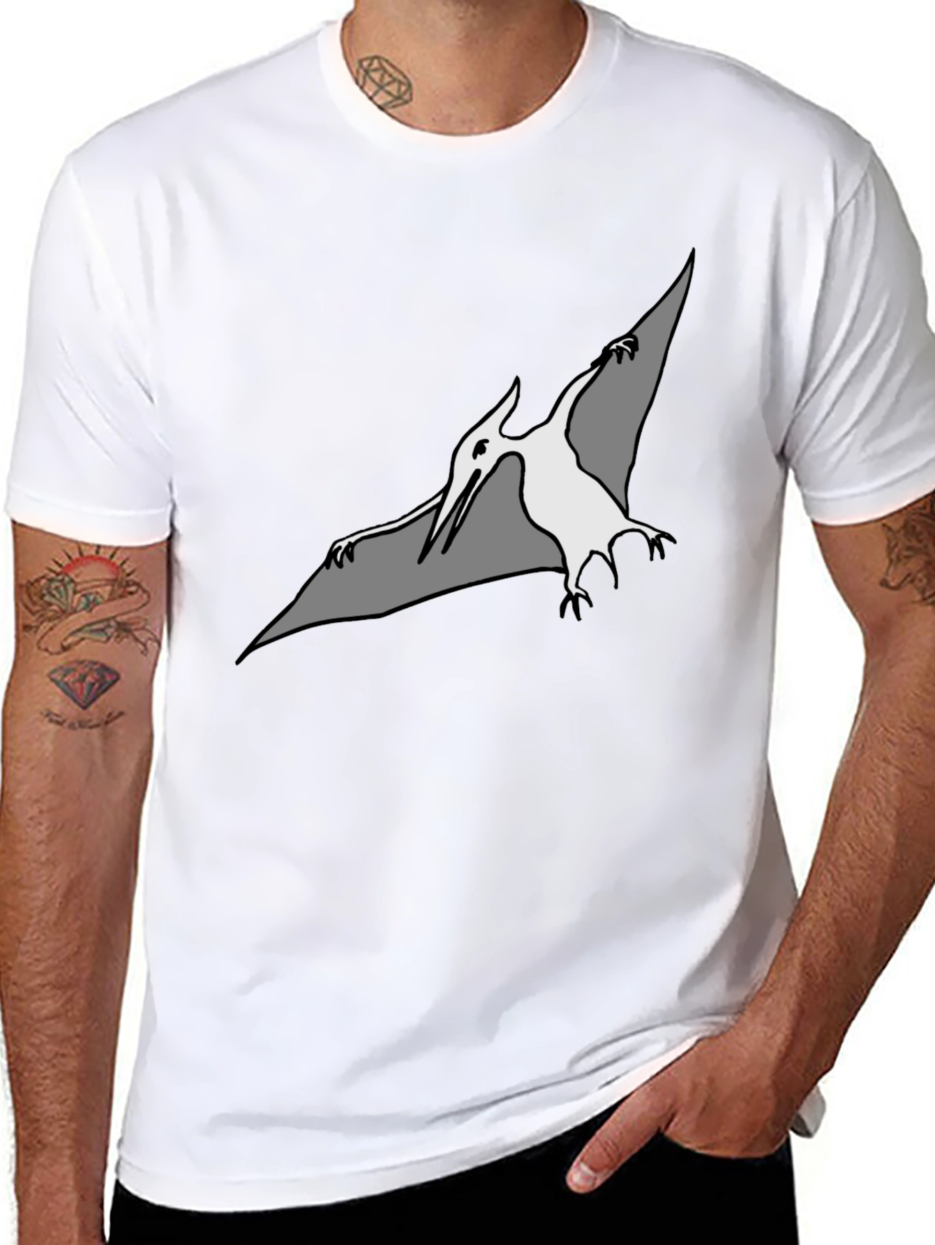 Camiseta Negra con Diseño de Pterodáctilo