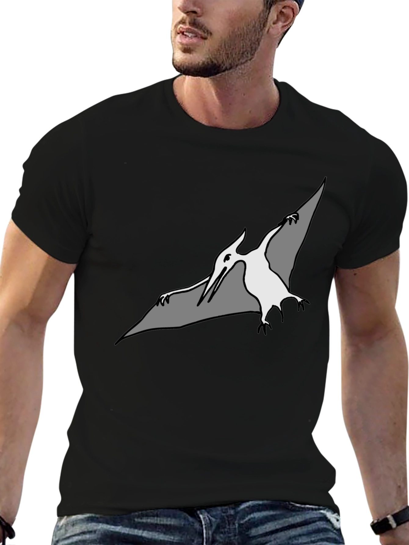 Camiseta Negra con Diseño de Pterodáctilo