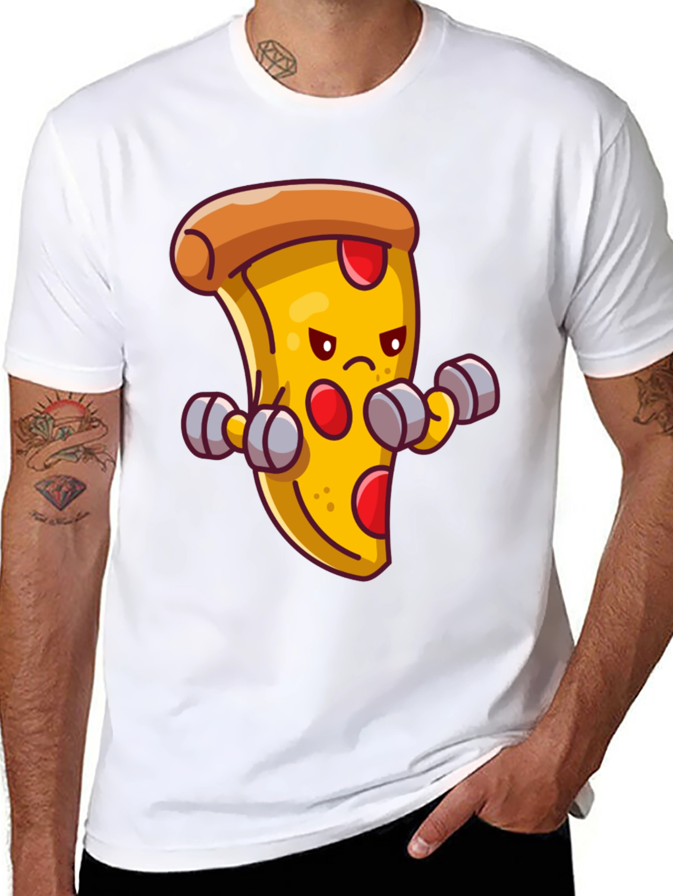 Camiseta Negra con Pizza Musculosa