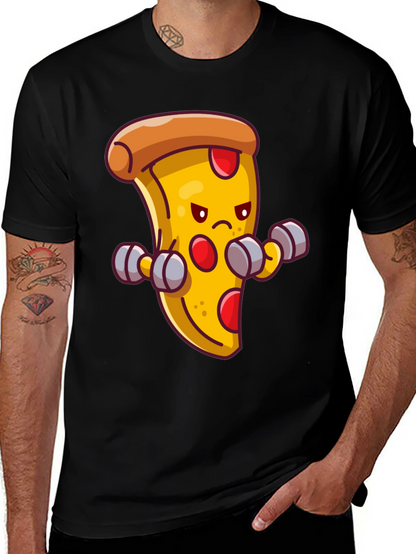Camiseta Negra con Pizza Musculosa