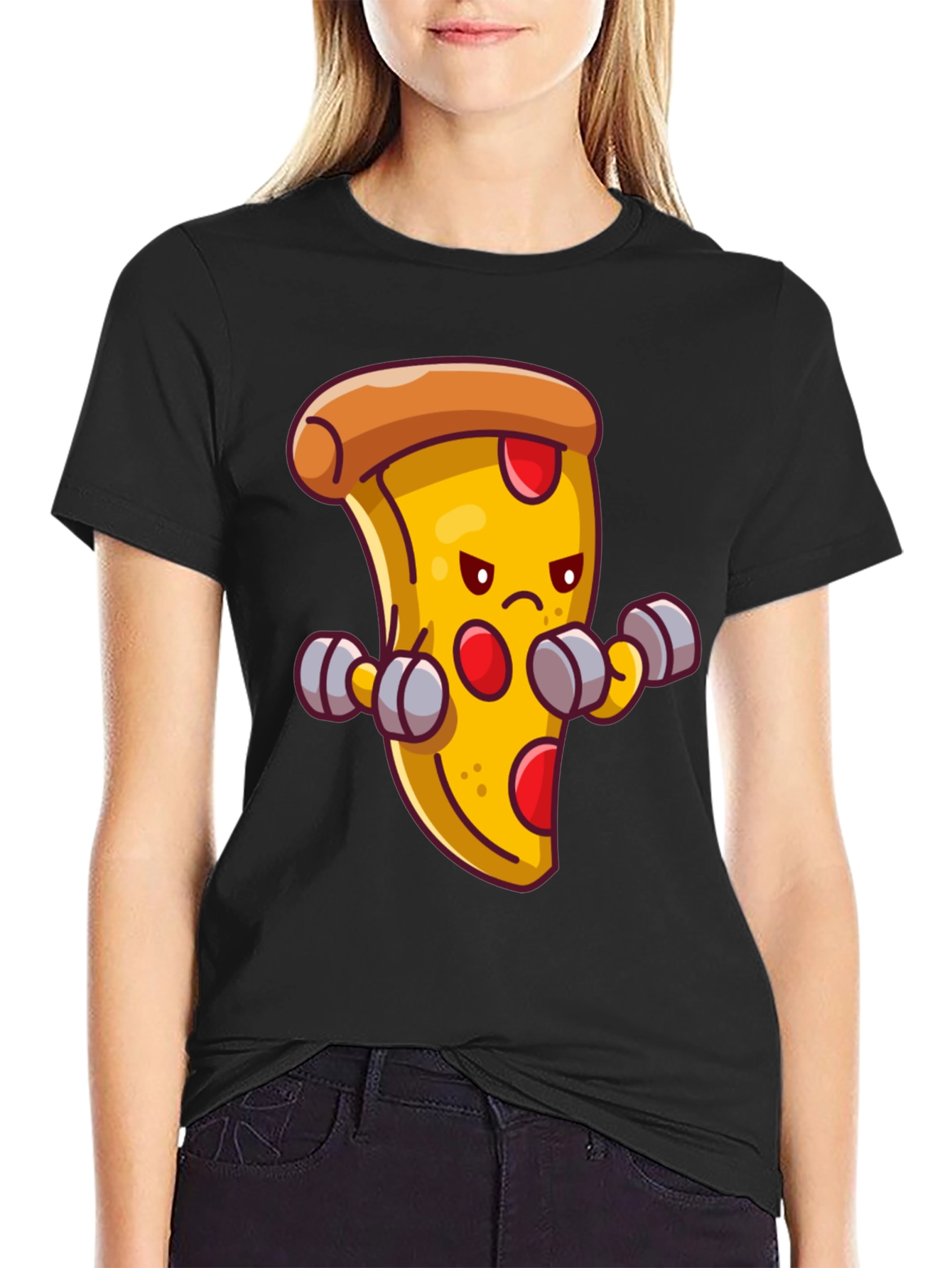 Camiseta Negra con Pizza Musculosa