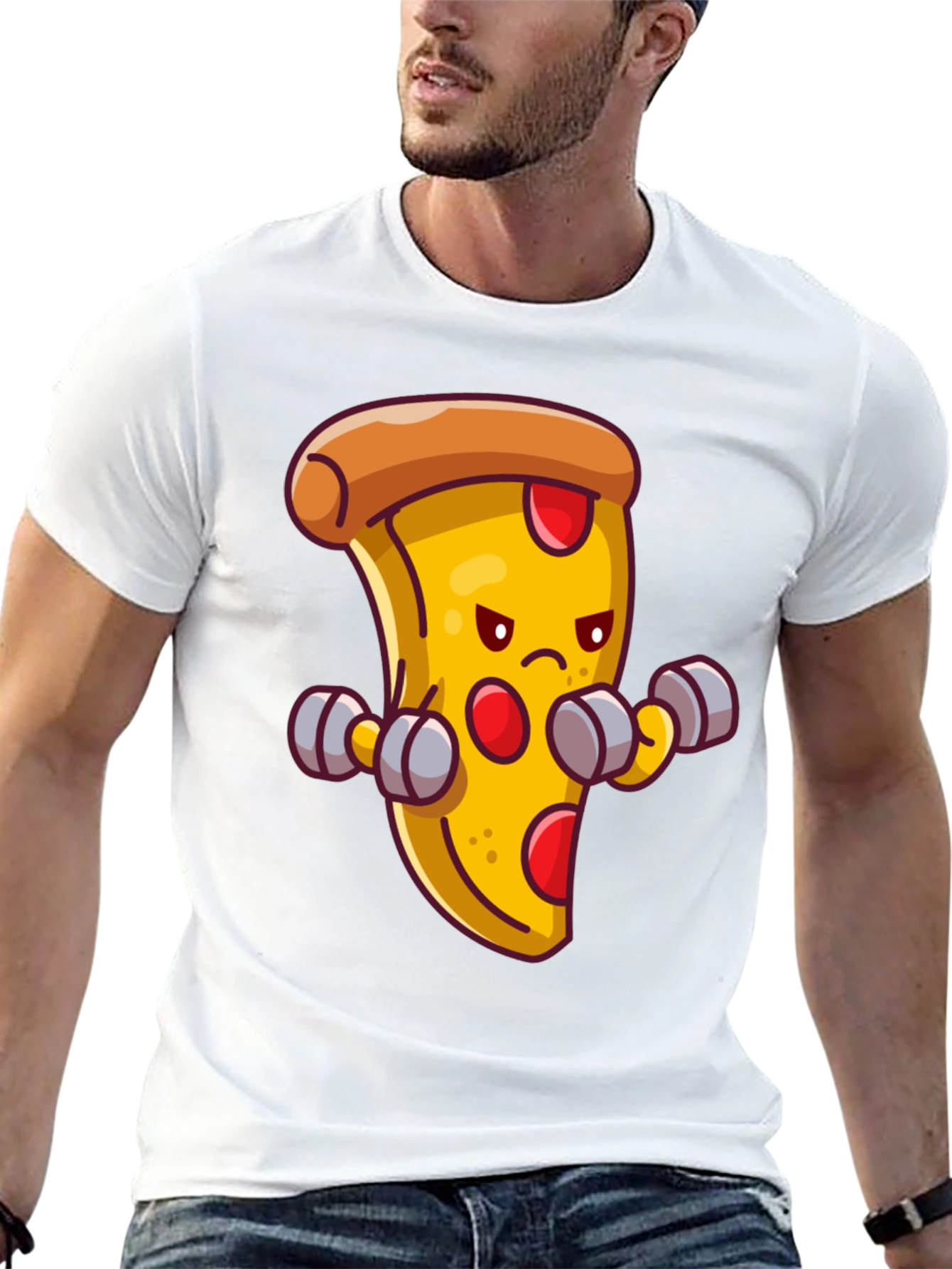 Camiseta Negra con Pizza Musculosa