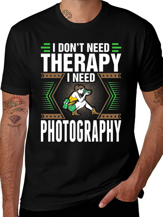 Camiseta Negra: Terapia vs. Fotografía - ¡Para Amantes de Fotos!