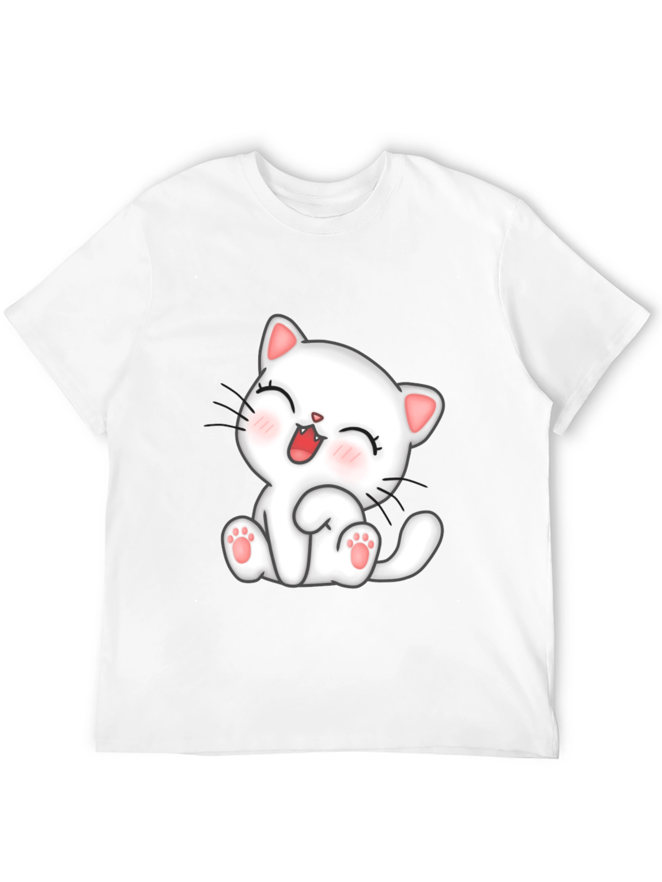 Camiseta Negra con Diseño de Gato Kawaii