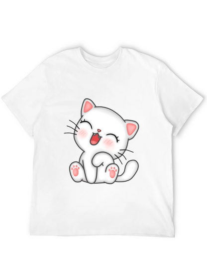 Camiseta Negra con Diseño de Gato Kawaii